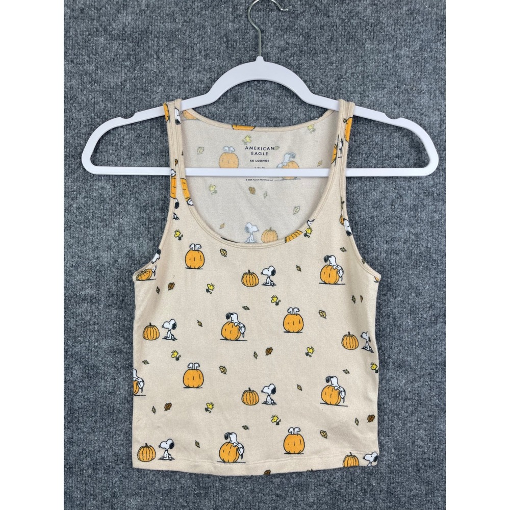 American Eagle Peanuts Snoopy Tank Top Women's Small Beige Halloween